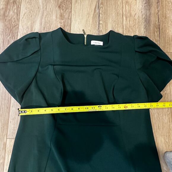 CALVIN KLEIN Women's Tulip-Sleeve Sheath Knee-length Dress Size 16W In Green - Picture 4 of 8